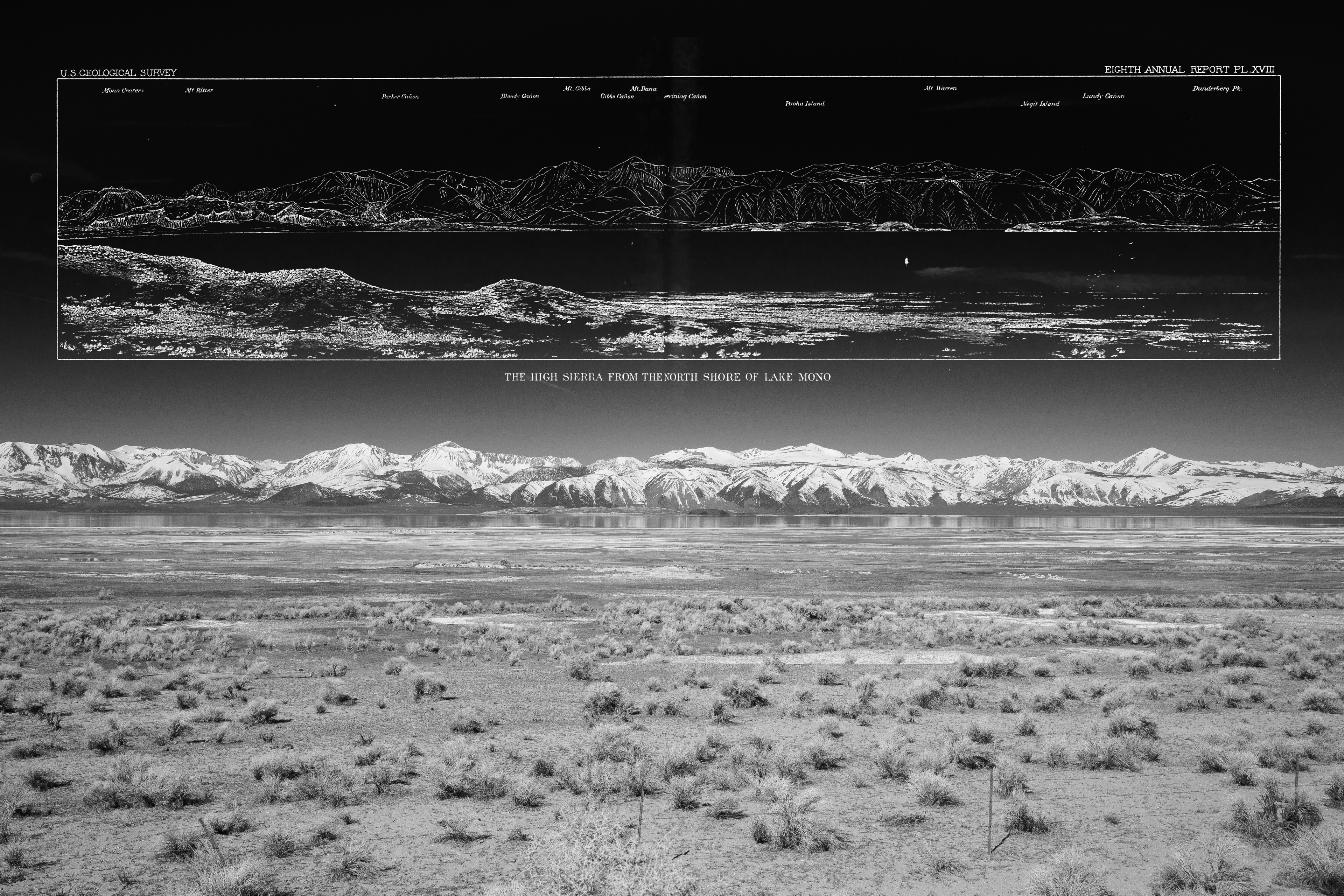 Lithograph pulled from “Quaternary History of the Mono Valley”, Israel Russell, 1889